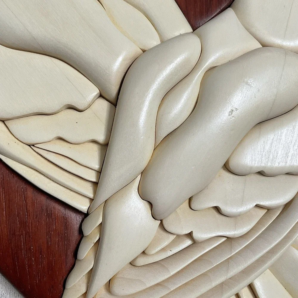 Love Doves Wooden Wall‎ Art Decor Intarsia Hanging Plaque Bird Heart Shape Lodge